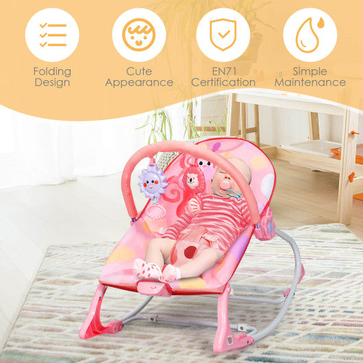 Adjustable Toddler Swing Bouncer & Rocker-Pink