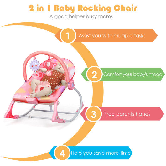 Adjustable Toddler Swing Bouncer & Rocker-Pink