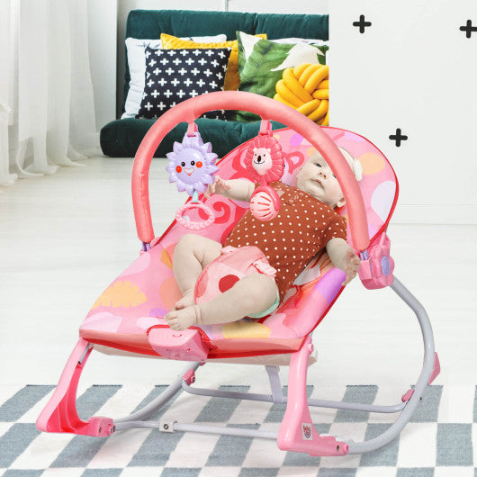 Adjustable Toddler Swing Bouncer & Rocker-Pink