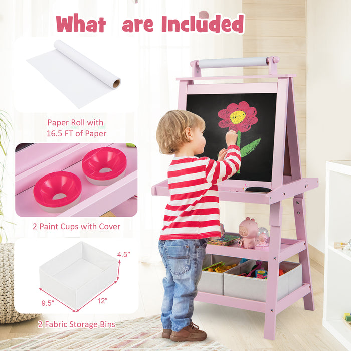 3-in-1 Double-Sided Storage Art Easel-Pink