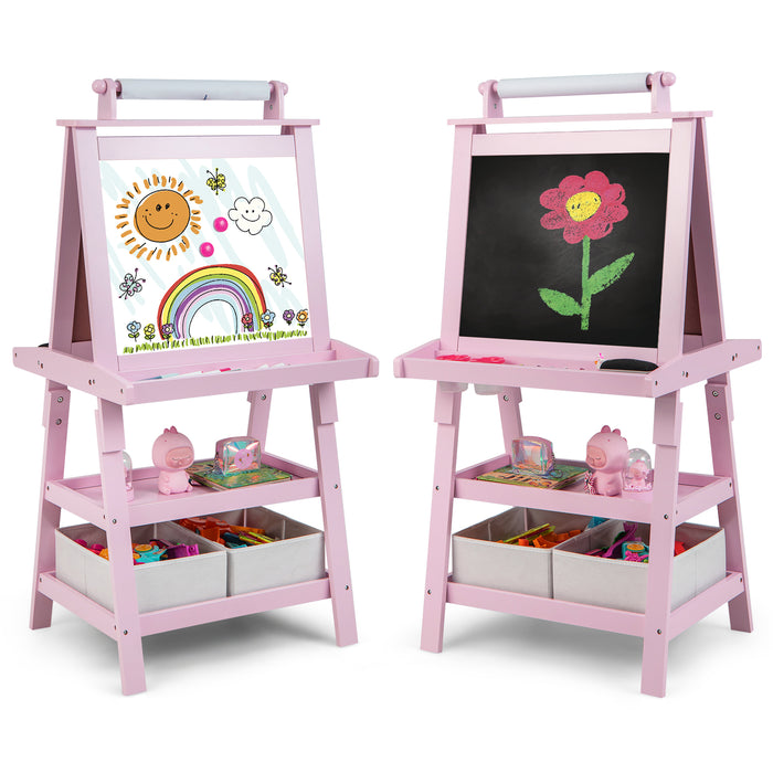 3-in-1 Double-Sided Storage Art Easel-Pink