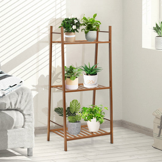 3 Tiers Vertical Bamboo Plant Stand-Brown