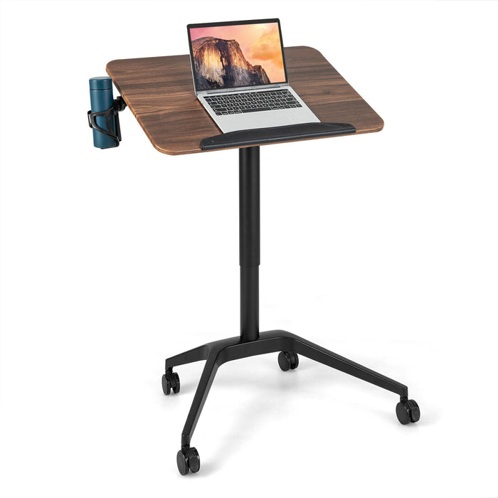 Pneumatic Standing Desk with Anti-fall Baffle and Cup Holder