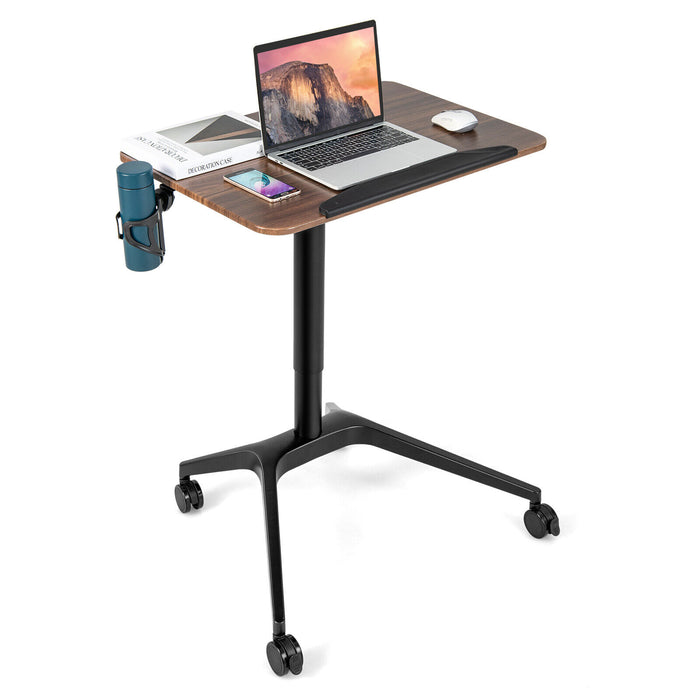 Pneumatic Standing Desk with Anti-fall Baffle and Cup Holder