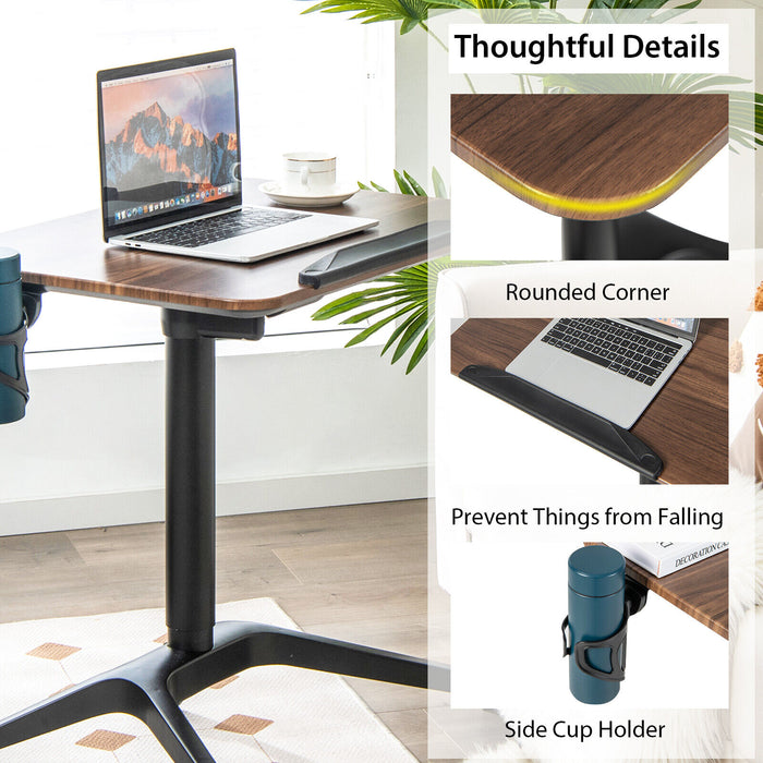 Pneumatic Standing Desk with Anti-fall Baffle and Cup Holder