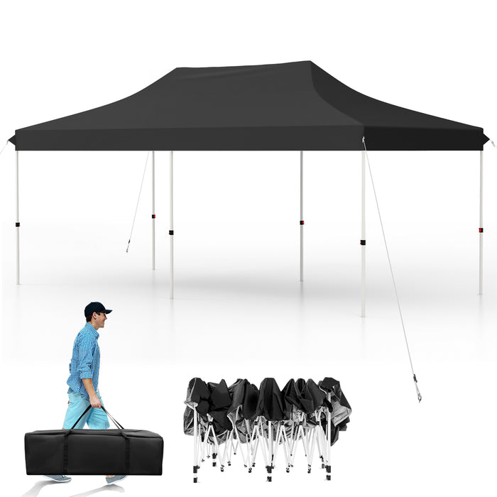 10 x 20 FT Pop-up Canopy Tent with Carrying Bag-Black