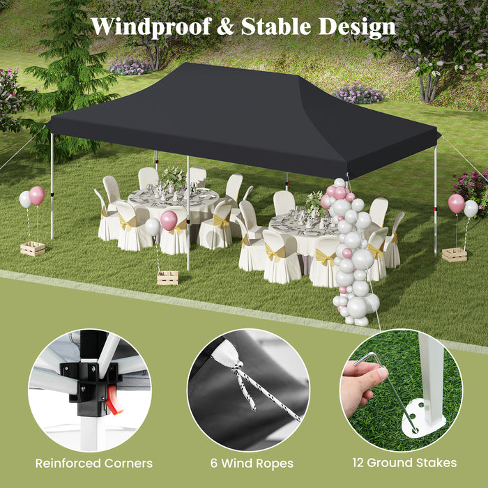 10 x 20 FT Pop-up Canopy Tent with Carrying Bag-Black