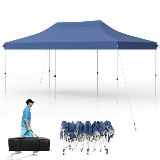 10 x 20 FT Pop-up Canopy Tent with Carrying Bag-Blue