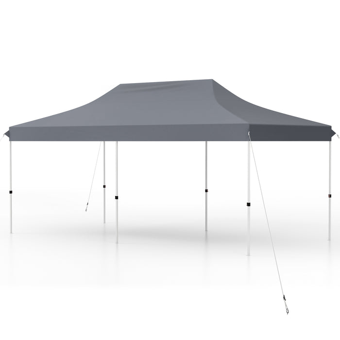 10 x 20 FT Pop-up Canopy Tent with Carrying Bag-Gray