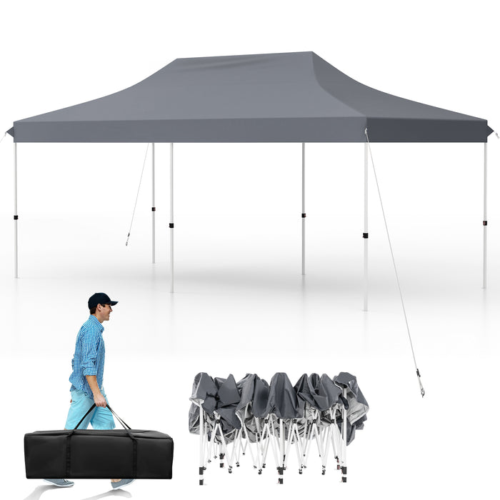 10 x 20 FT Pop-up Canopy Tent with Carrying Bag-Gray