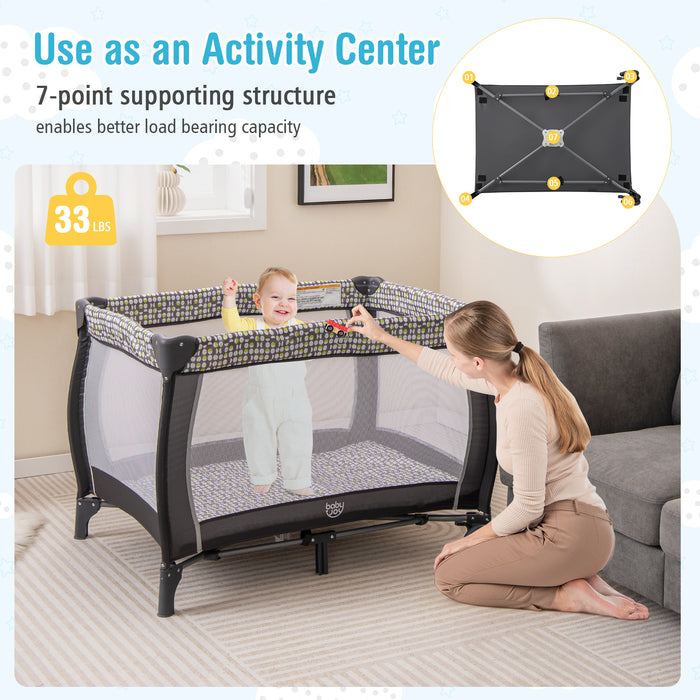 Portable Baby Nursery Center 4-in-1 Portable Travel Crib-Light Gray