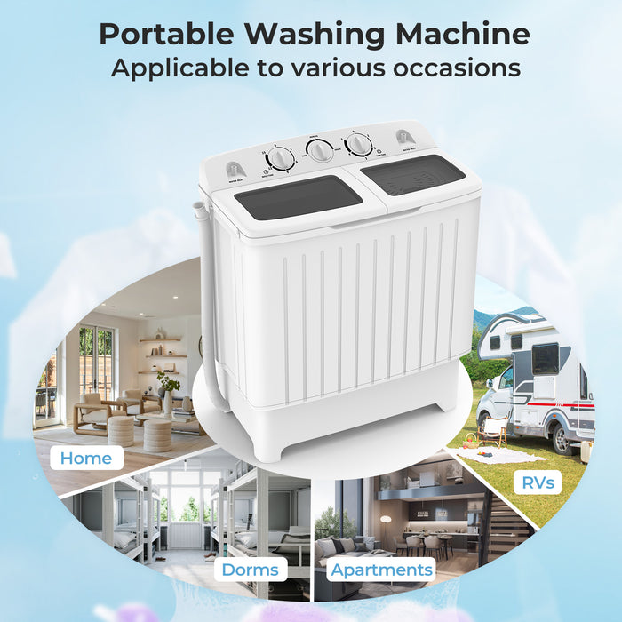 20 lbs Portable Washing Machine with Built-in Gravity Drain-Gray