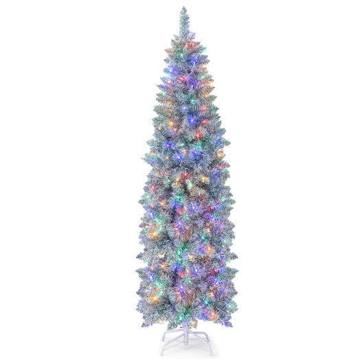 5/6/7 FT Pre-lit Artificial Christmas Tree with Multi-color LED Lights-6 ft