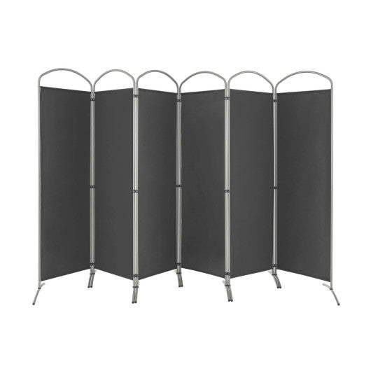 6 Feet 6-Panels Freestanding Folding Privacy Screen-Gray