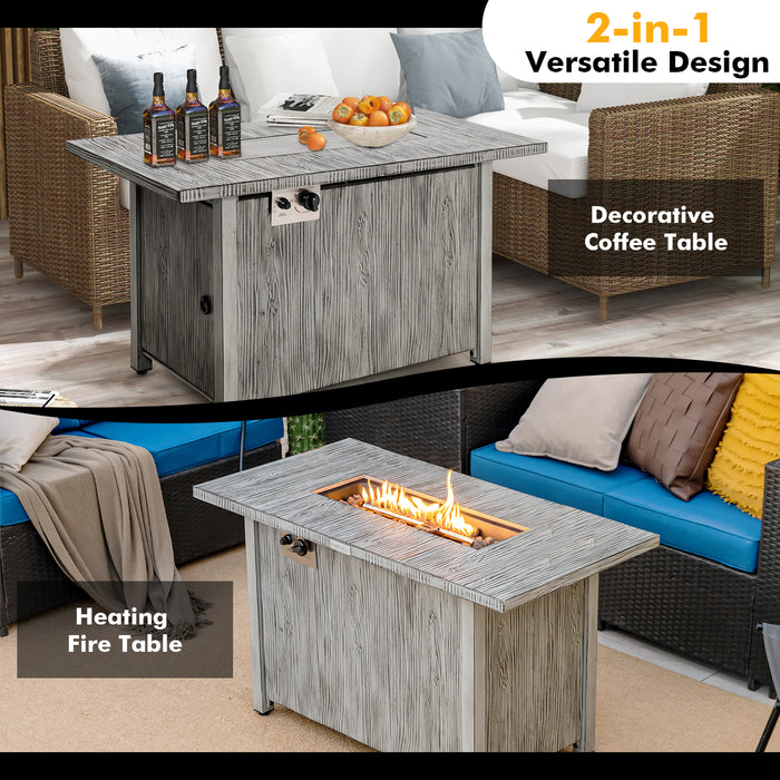 43 Inch 50 000 BTU Propane Fire Pit Table with Removable Lid-Gray