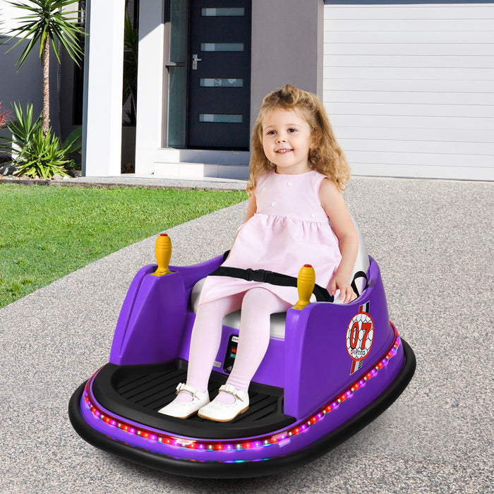 12V Electric Kids Ride On Bumper Car with Flashing Lights for Toddlers-Purple