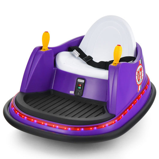 12V Electric Kids Ride On Bumper Car with Flashing Lights for Toddlers-Purple