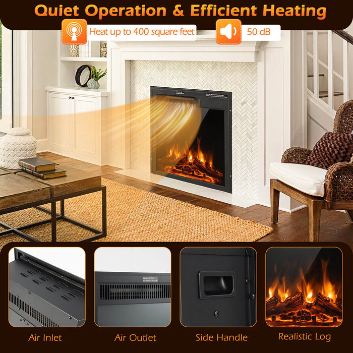 18/22.5 Inch Electric Fireplace Insert with 7-Level Adjustable Flame Brightness-22.5 inches