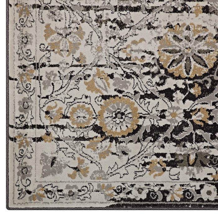 Ganesa Distressed Diamond Floral Lattice 5x8 Area Rug