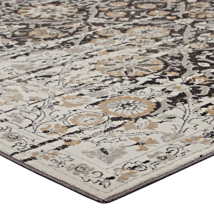 Ganesa Distressed Diamond Floral Lattice 5x8 Area Rug