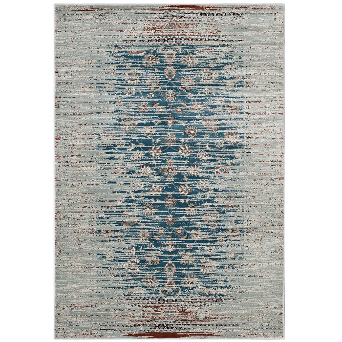 Hesper  Distressed Contemporary Floral Lattice 8x10 Area Rug