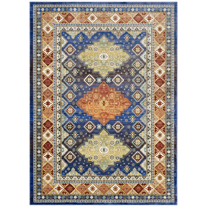 Atzi  Distressed Southwestern Diamond Floral 5x8 Area Rug