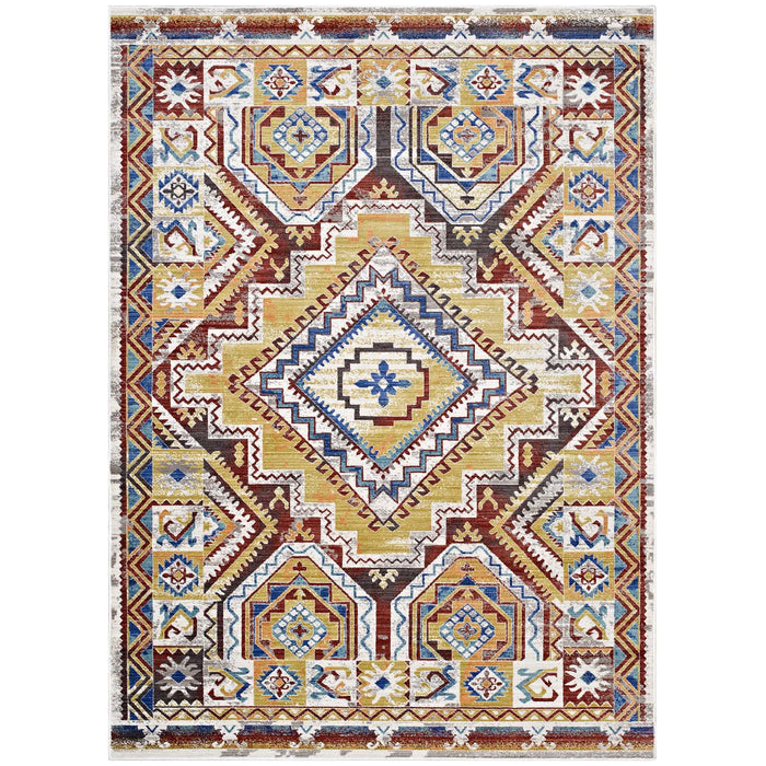 Florita Distressed Southwestern Aztec 4x6 Area Rug