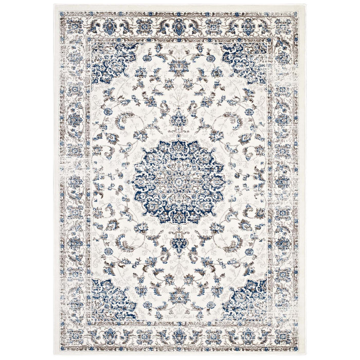 Lilja Distressed Vintage Medallion 5x8 Area Rug