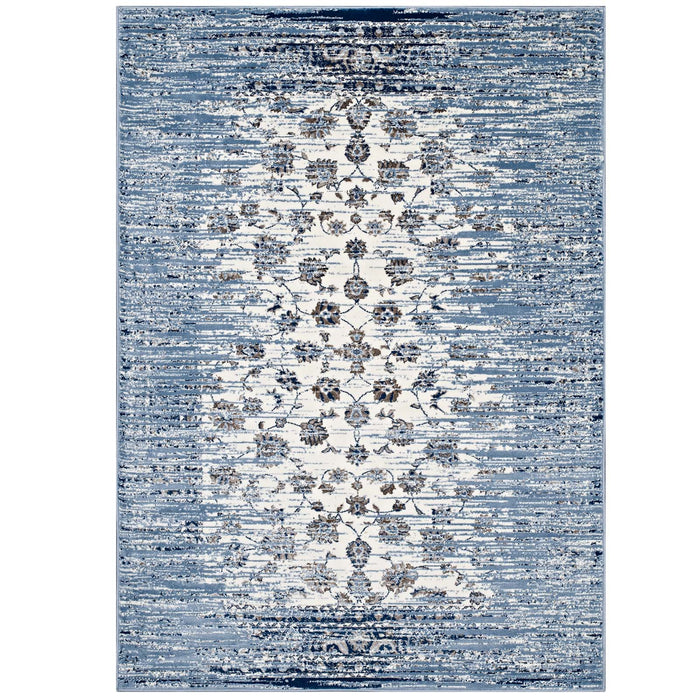 Chiara Distressed Floral Lattice Contemporary 8x10 Area Rug