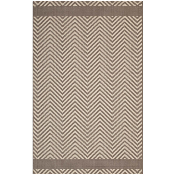 Optica Chevron With End Borders 5x8 Indoor and Outdoor Area Rug