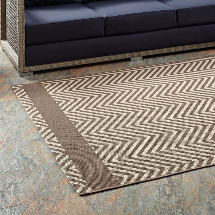 Optica Chevron With End Borders 8x10 Indoor and Outdoor Area Rug