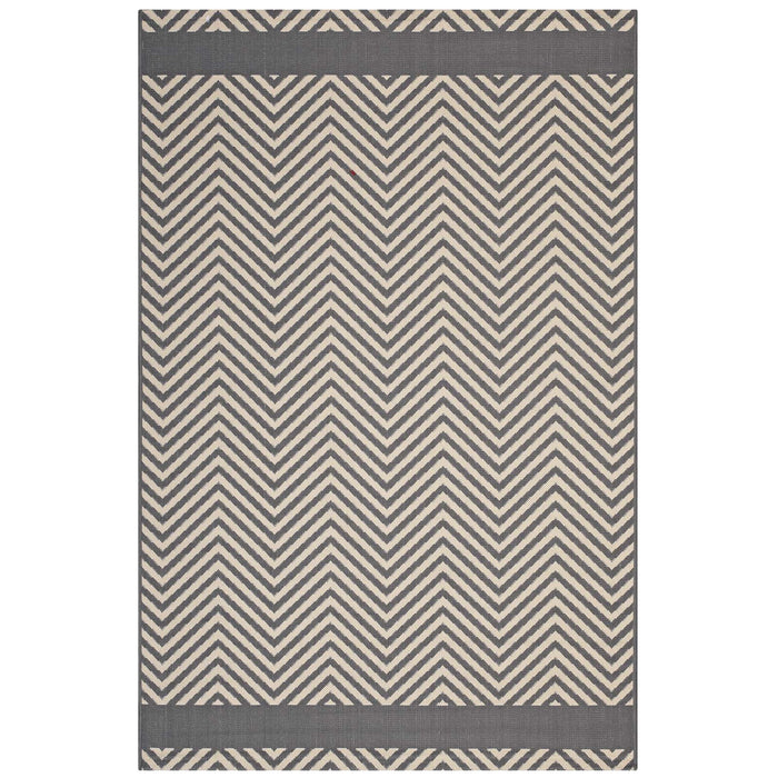 Optica Chevron With End Borders 5x8 Indoor and Outdoor Area Rug