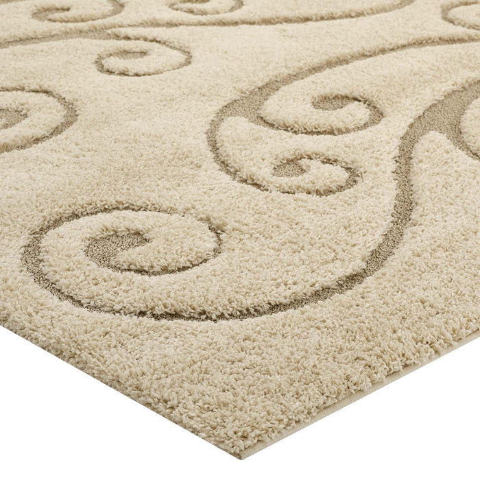 Jubilant Sprout Scrolling Vine 5x8 Shag Area Rug