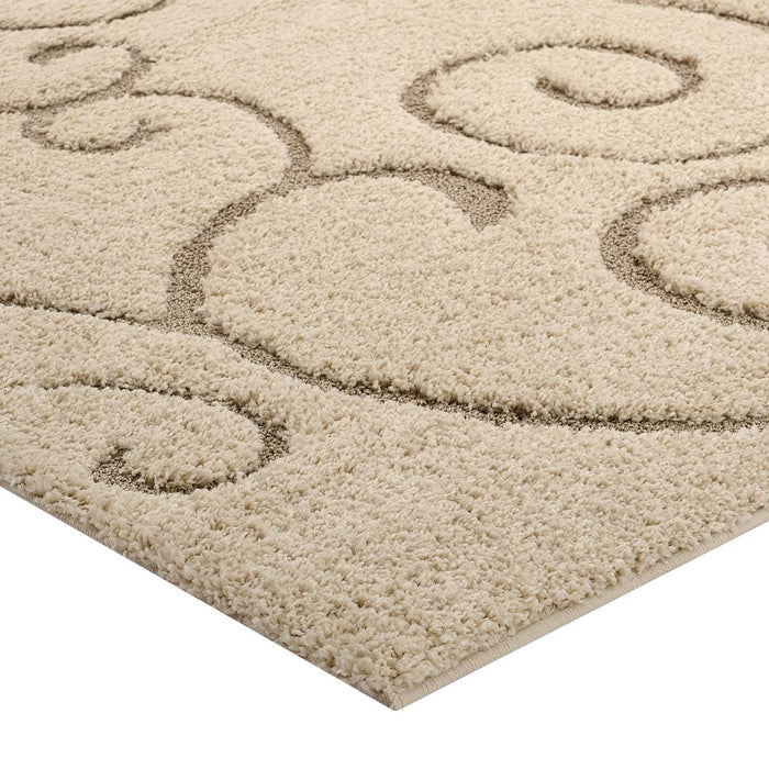 Jubilant Burgeon Scrolling Vine 5x8 Shag Area Rug