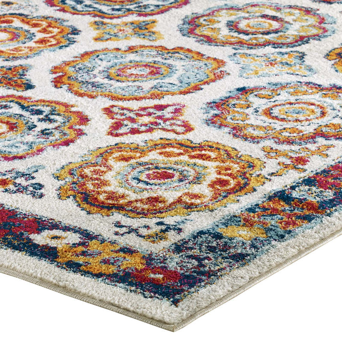 Entourage Odile Distressed Floral Moroccan Trellis 8x10 Area Rug