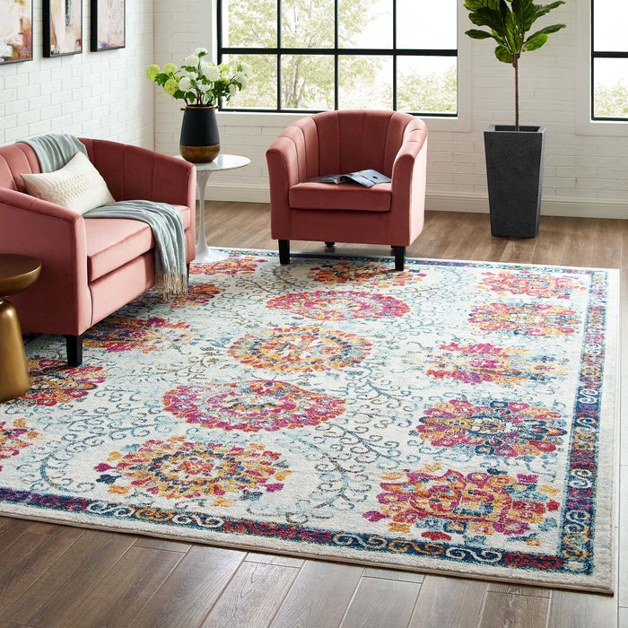 Entourage Kensie Distressed Floral Moroccan Trellis 8x10 Area Rug