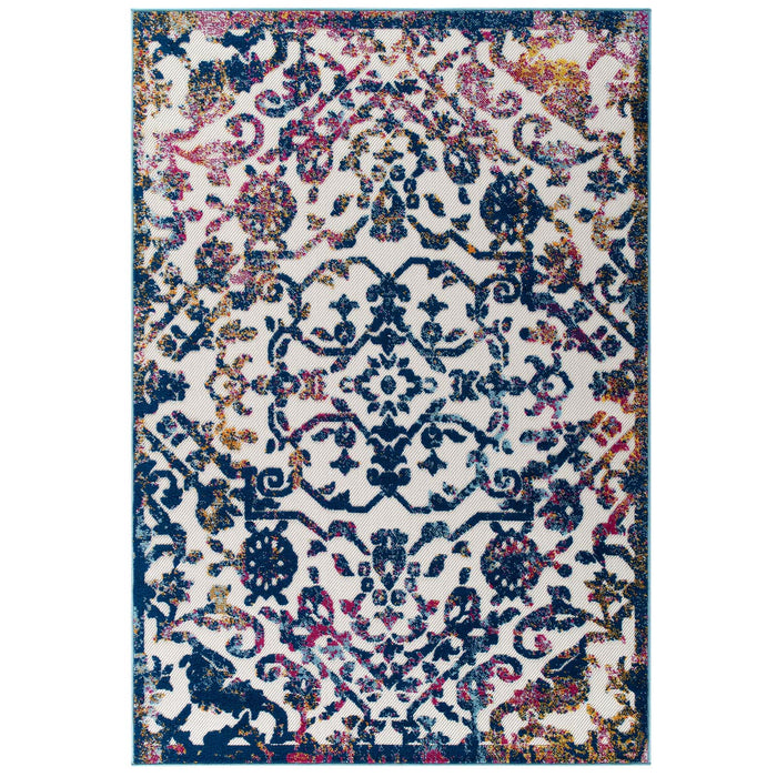 Reflect Primrose Ornate Floral Lattice 8x10 Indoor/Outdoor Area Rug