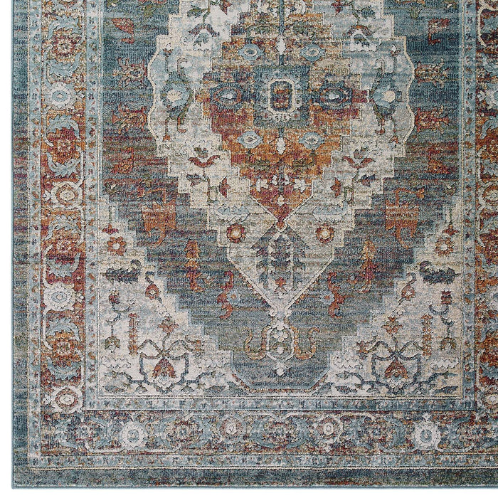 Tribute Camellia Distressed Vintage Floral Vintage Medallion 8x10 Area Rug