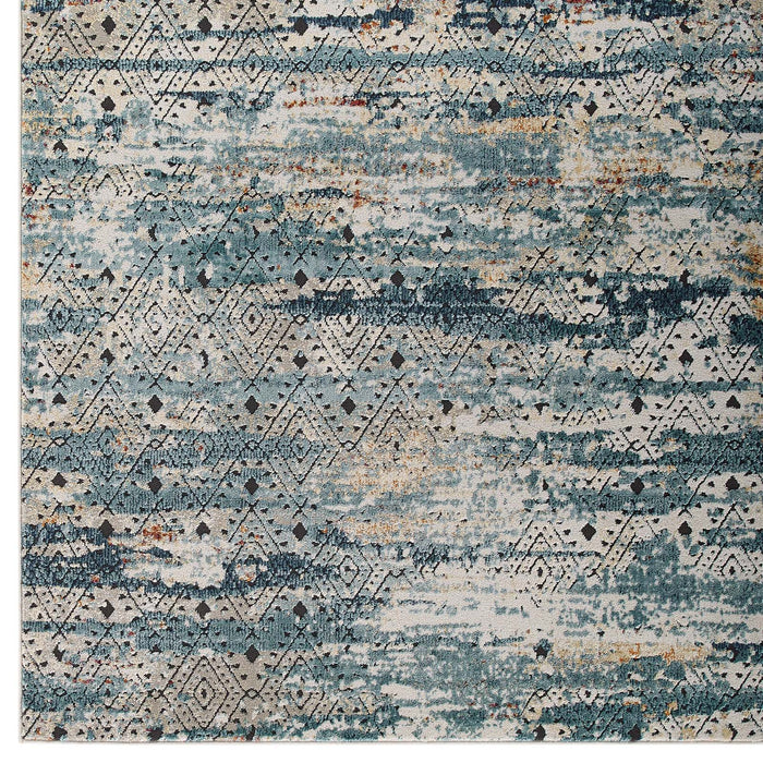 Tribute Eisley Rustic Distressed Transitional Diamond Lattice 5x8 Area Rug