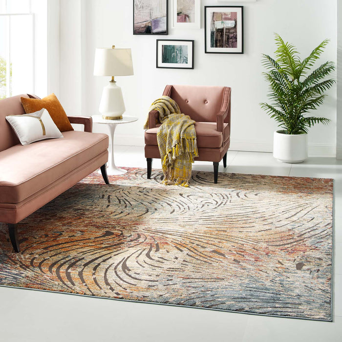 Tribute Ember Contemporary Modern Vintage Mosaic 8x10 Area Rug