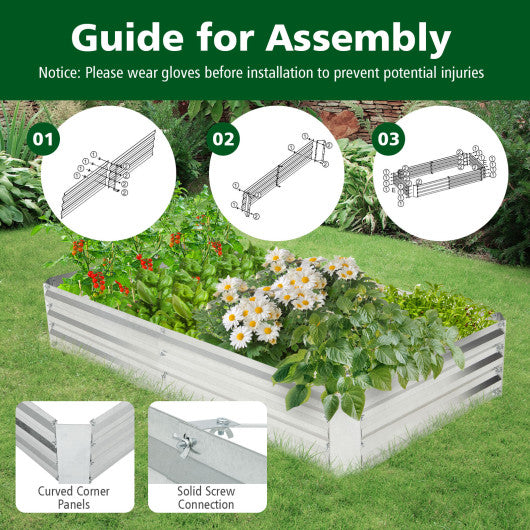 Metal Galvanized Raised Garden Bed with Open-Ended Base-6 x 3 ft