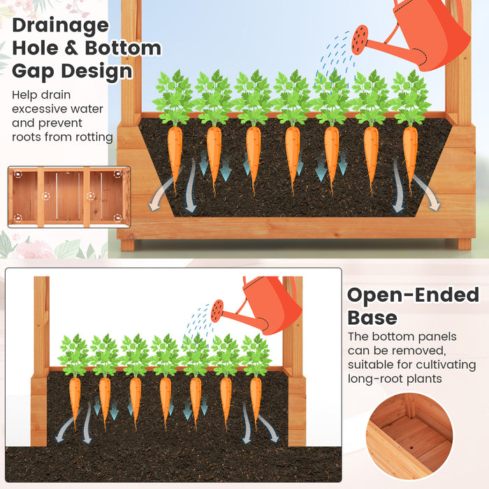 Raised Garden Bed with Arch Trellis-Orange