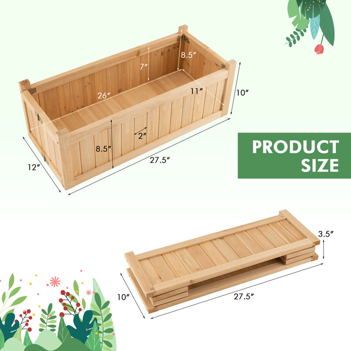 Folding Wooden Raised Garden Bed with Removable Bottom for Herbs Fruits Flowers