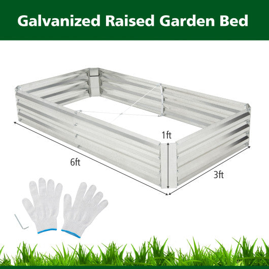 Metal Galvanized Raised Garden Bed with Open-Ended Base-6 x 3 ft