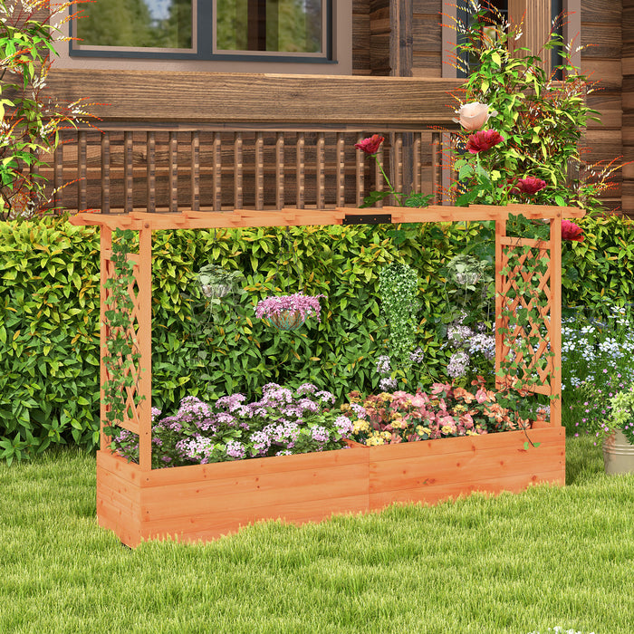 Raised Garden Bed with Side Trellis Hanging Roof and Planter Box-Orange