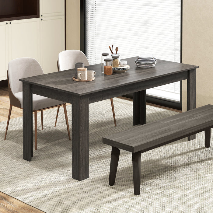 63 Inch Rectangular Modern Dining Kitchen Table-Gray