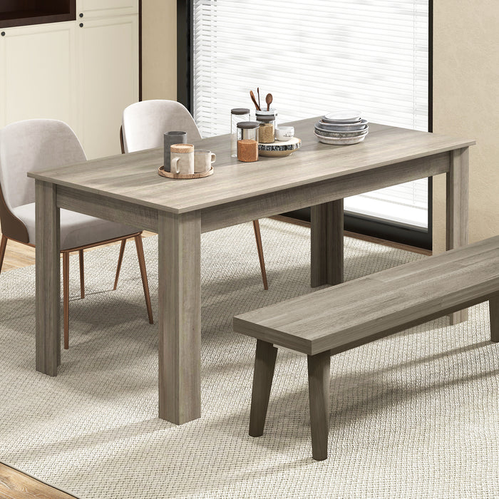 63 Inch Rectangular Modern Dining Kitchen Table-Light Gray