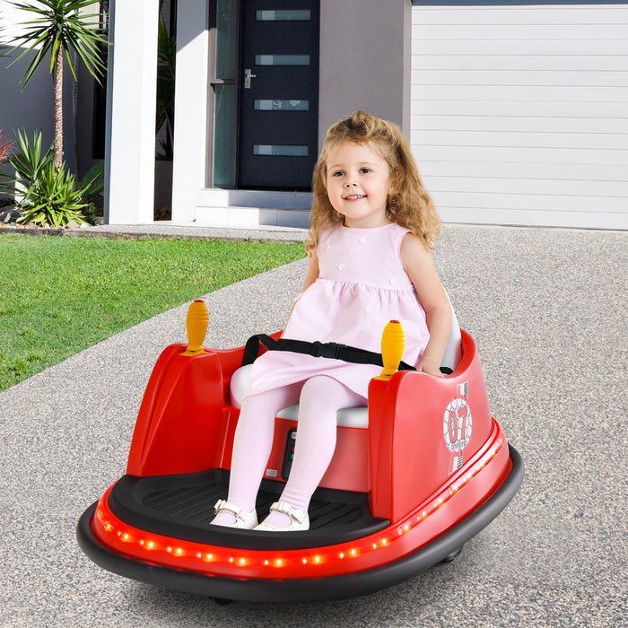 12V Electric Kids Ride On Bumper Car with Flashing Lights for Toddlers-Red