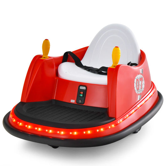 12V Electric Kids Ride On Bumper Car with Flashing Lights for Toddlers-Red