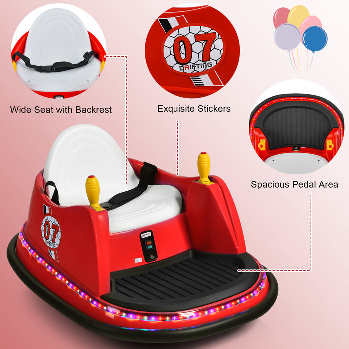 12V Electric Kids Ride On Bumper Car with Flashing Lights for Toddlers-Red